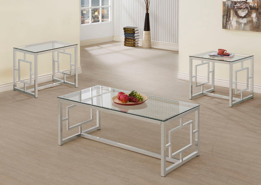 Merced 3-piece Rectangular Coffee and End Table Set Nickel