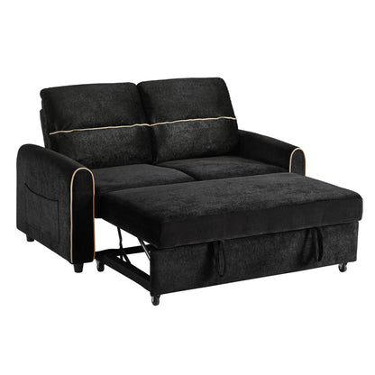 Pull Out Sofa Bed With Adjustable 3 Position Backrest, USB Charging Ports, Side Pockets