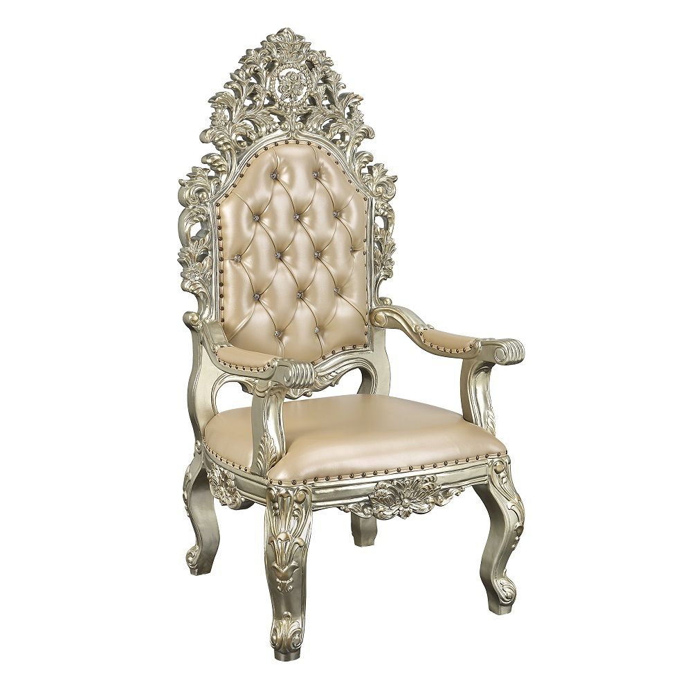 Sorina - Arm Chair (Set of 2) - Synthetic Leather & Antique Gold