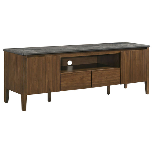 Bradley 63-inch 2-Door SmartTop TV Stand Smokey Grey and Brown