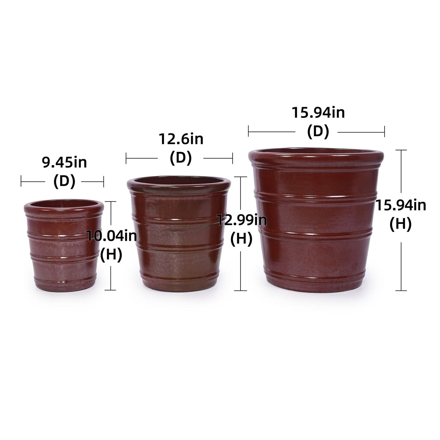 3 Pieces Flowerpot, Planter For Patio, Garden Or Windowsills