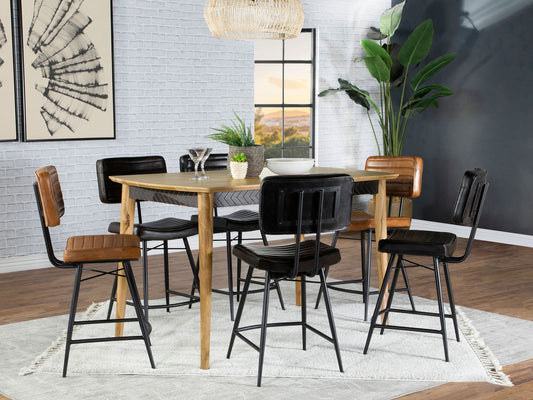 Partridge 7-piece Counter Dining Set Espresso and Camel