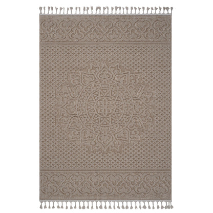 Guros - 6' X 9' Medallion Indoor / Outdoor Area Rug - Beige
