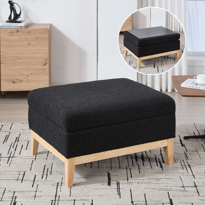 Upholstered Storage Ottoman With Reversible Lid Coffee Table, Foot Stool