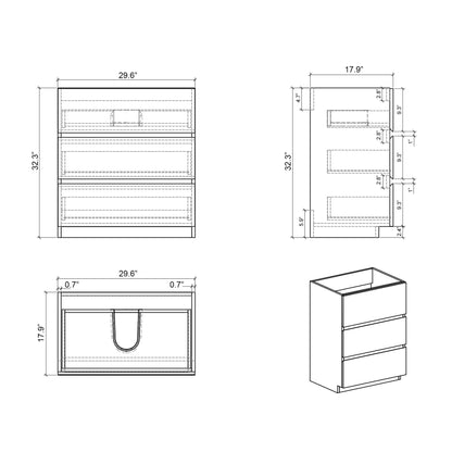 Alice - Bathroom Vanity With Large Storage Freestanding Bathroom Vanity, Sink For Modern Bathroom, One-Piece Sink Basin Without Drain And Faucet