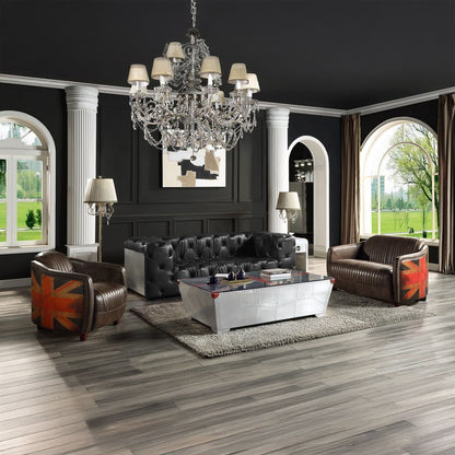 Brancaster - Sofa - Black Top Grain Leather & Aluminum