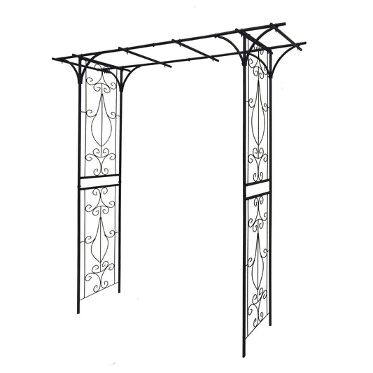 Metal Garden Arch Climbing Plants Support Rose Arch Outdoor - Black