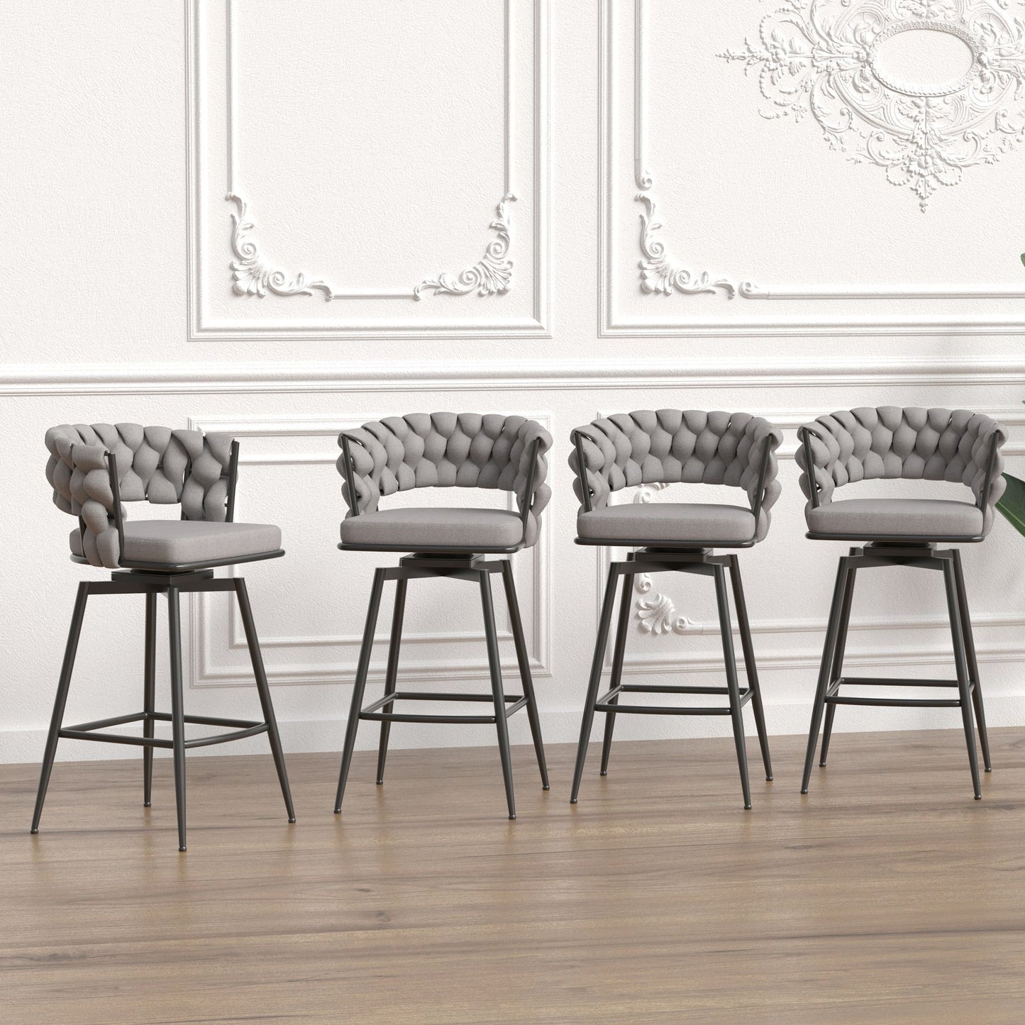 Bar Stool 360 Swivel With Back Footrest