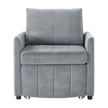 Upholstered Convertible Sleeper Sofa With 5 Position Backrest, Side Pockets, Storage