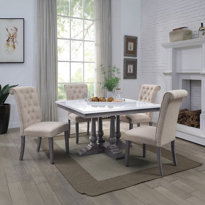 Yabeina - Side Chair (Set of 2) - Beige Linen & Gray