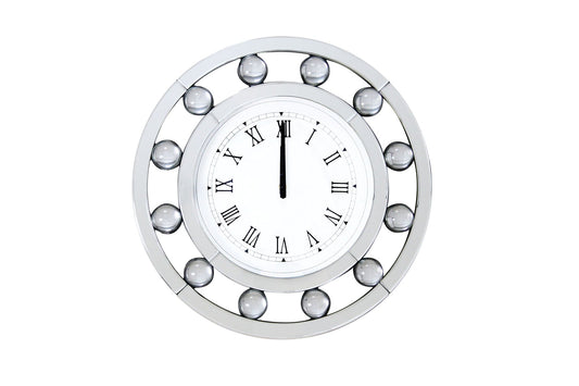 Boffa - Geometric Pattern Trim Round Wall Clock - Mirrored