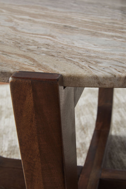 Tanidore - Round Cocktail Table - Warm Brown