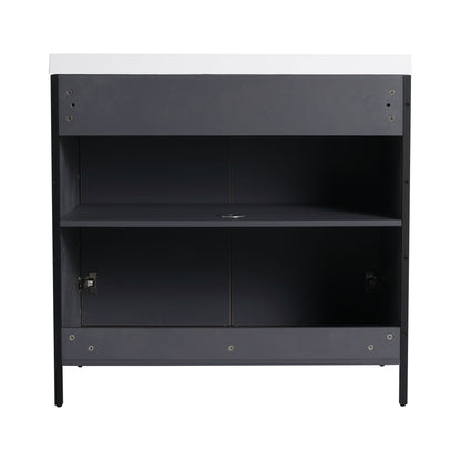 Contemporary Freestanding Bathroom Vanity With Adjustable Shelves