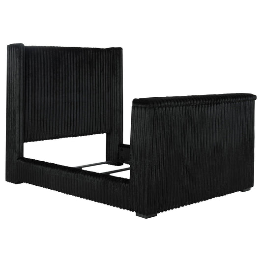 Centergrove Upholstered Queen Wingback TV Bed Black