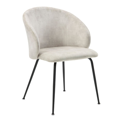 Velvet Upholstery Side Chairs 2 Piece Set With Metal Legs Modern Home Furniture - Beige