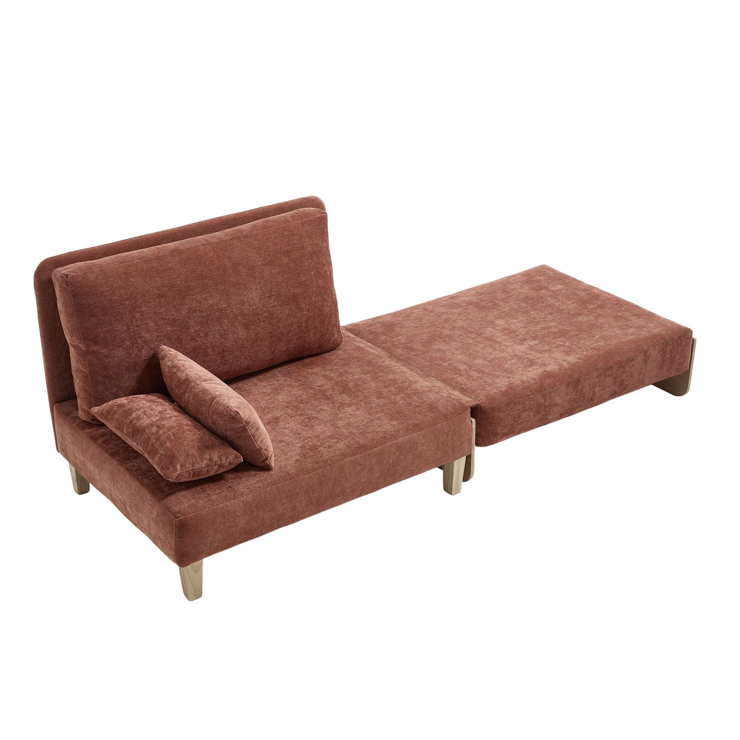 Mid Century Modern Foldable Sofa Bed, 3 In 1 Convertible Sleeper With 3 Pillows