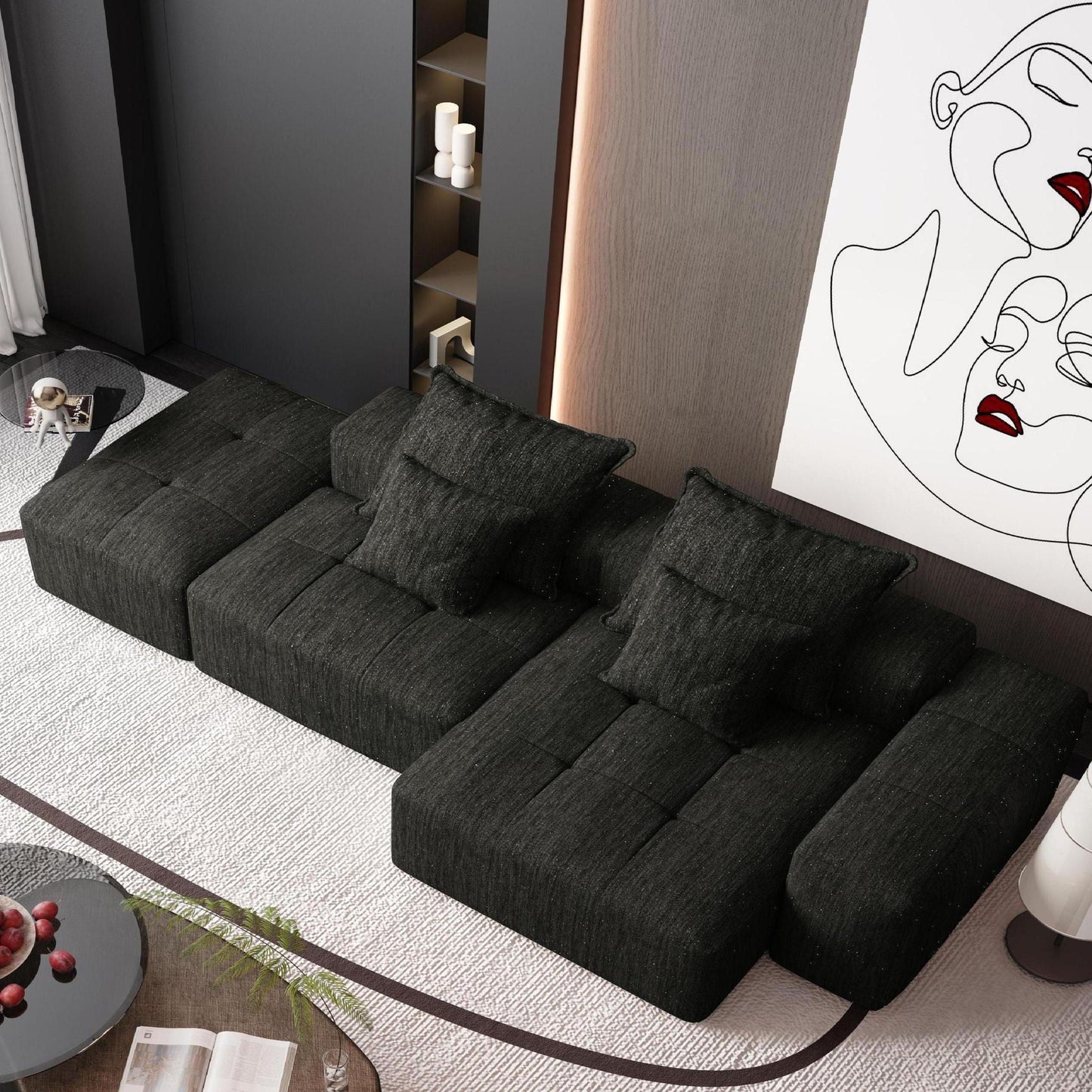 Modern Oversized Diy Combination Modular Sectional Sofa With Pillows