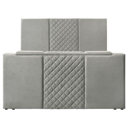 Tara 61-inch Upholstered Eastern King Panel TV Bed Grey
