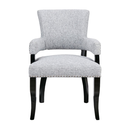Elegant Arm Dining Chair With Brass Nail Head Detailing