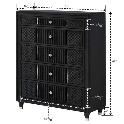 1 Piece Tall Chest Upholstery Textured - Black
