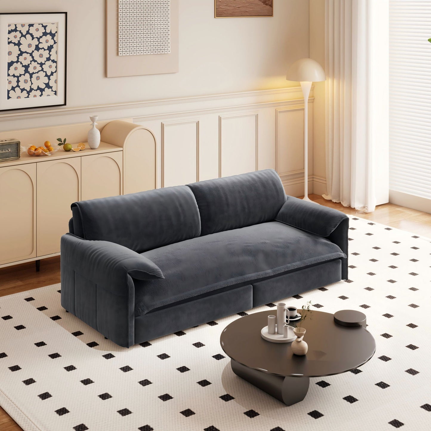 Queen Pull Out Sofa Bed With Side Storage