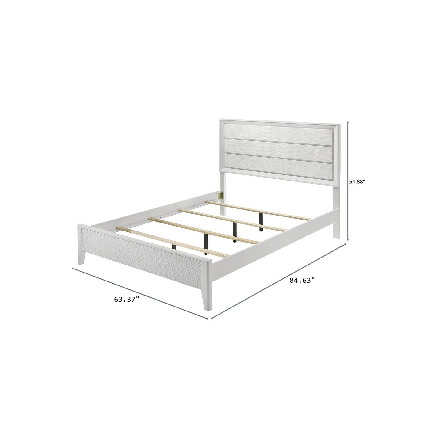 Modern Bed Frame With Wave Texture Headboard And Angled Legs