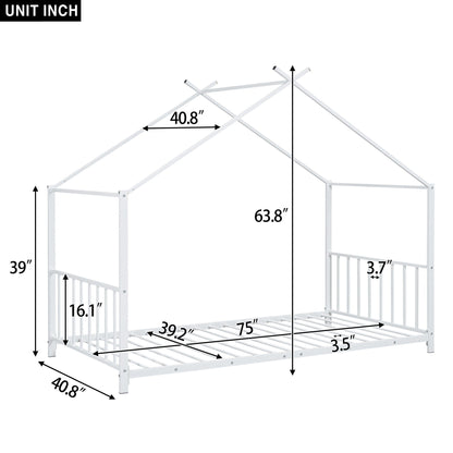 Metal House Platform Bed With Modern Design And Durable Frame