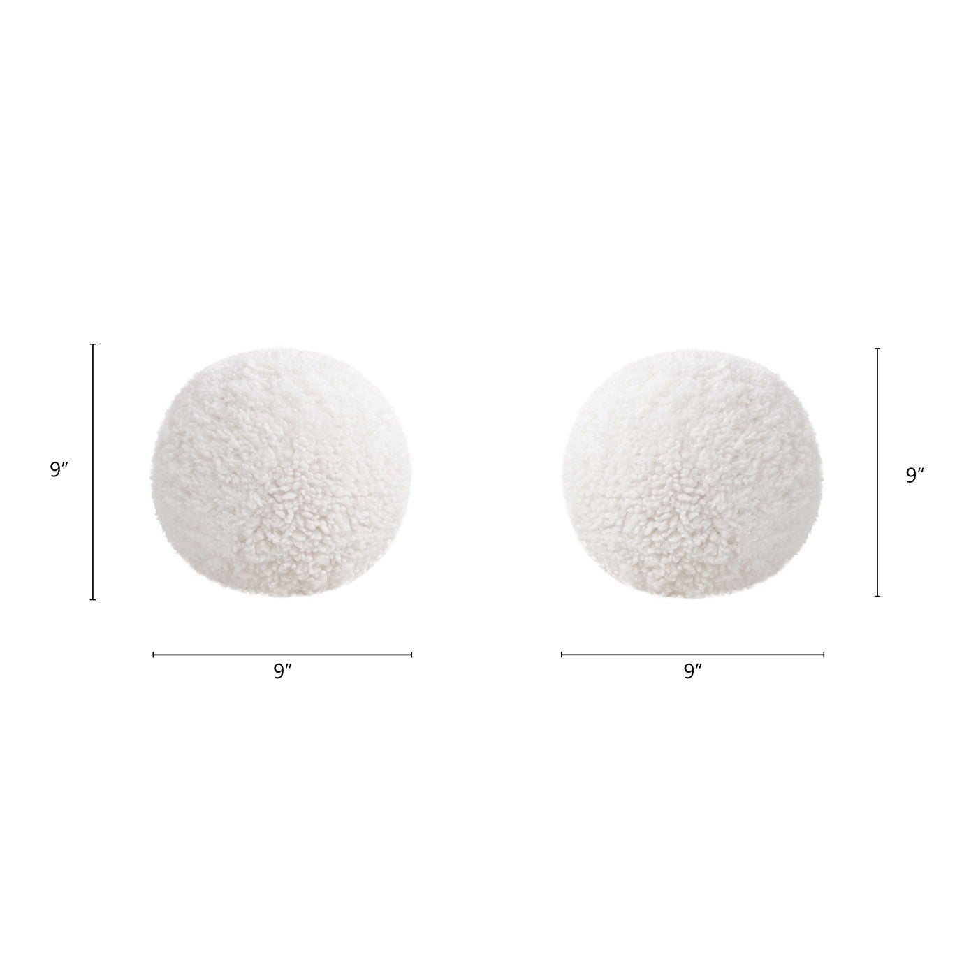 Ayla - Round Sphere Accent Ball Throw Pillow - Curly White