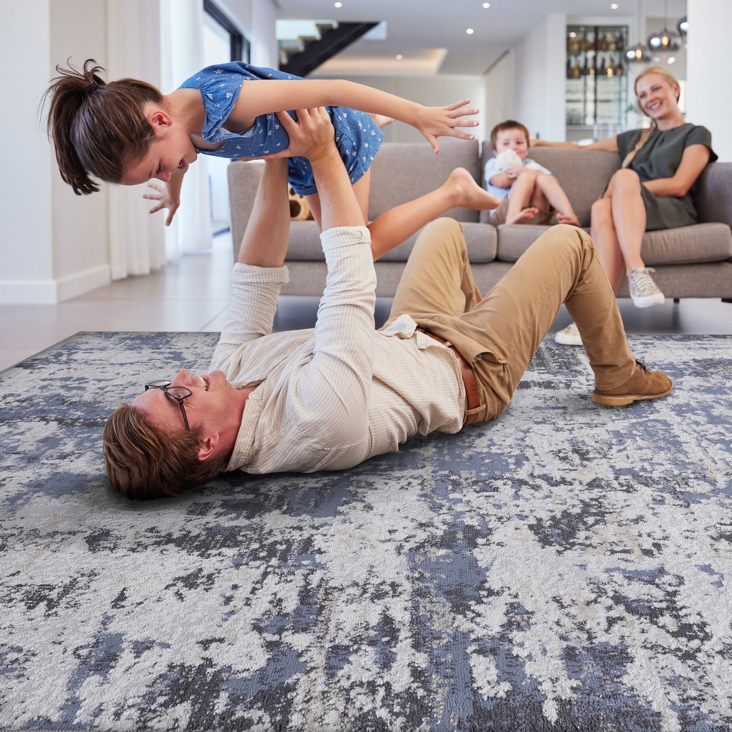 Payas - 8' X 10' Abstract Area Rug - Gray / Denim