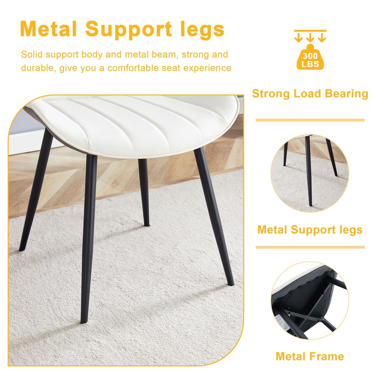 Modern Minimalist Dining Chair Set, Extended Seat Cushion