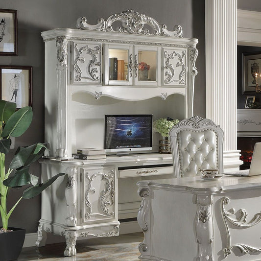 Dresden - Computer Desk & Hutch - Bone White