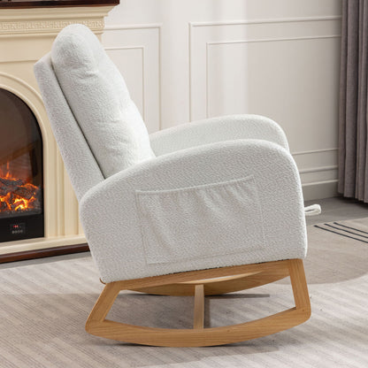 Accent Rocking Chair With Footrest, High Back
