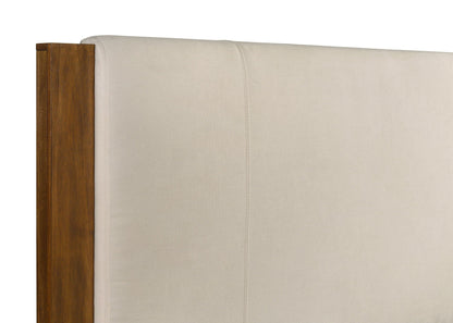 Adderley California King Wood Panel Bed Cream and Warm Brown