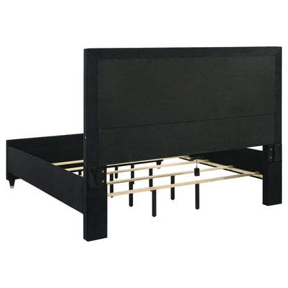 Ravenne 5-piece Velvet Upholstered Eastern King LED Bedroom Set Black