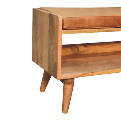 Solid Wood Bench With Upholstered Sea