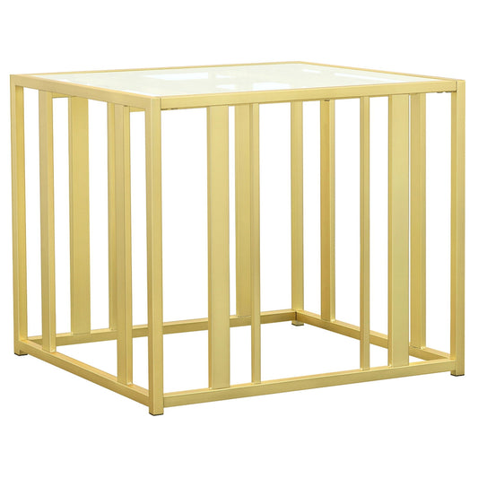 Adri Rectangular Glass Top Side End Table Matte Brass