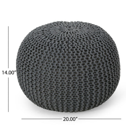 Bordeaux - Knitted Round Pouf, Versatile Ottoman And Floor Cushion