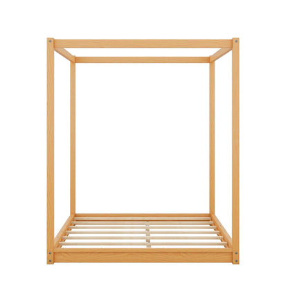 Wood Canopy Platform Bed With Support Legs And Airflow Slats
