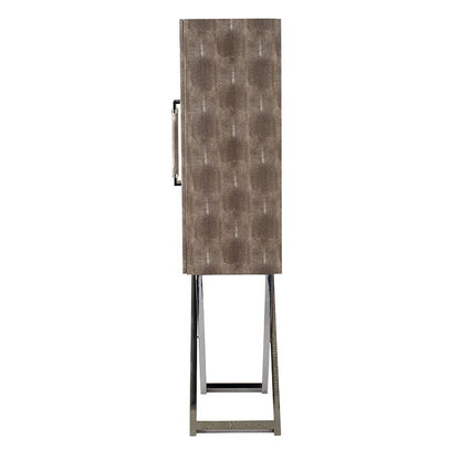 Cabinet - Silver - Faux Leather