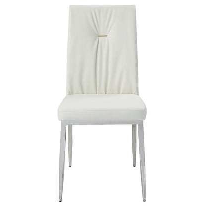 Kamaile - Side Chair (Set of 2) - Beige Synthetic Leather & Chrome