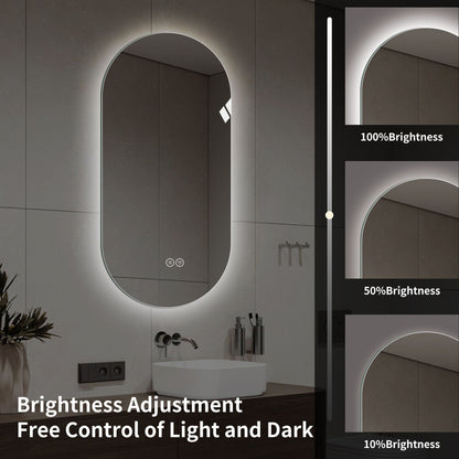 Smart Wall Mounted LED Touch Screen Mirror With Anti-Fog Function And Adjustable Lighting