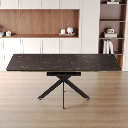 Extendable Dining Table Set With Curved Backrest Upholstered Chairs