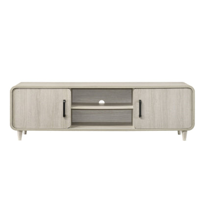 TV Stand With Sliding Doors And Handles, Living Room Furniture - Antique White