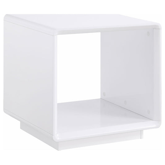Paseo Square End Side Table White High Gloss