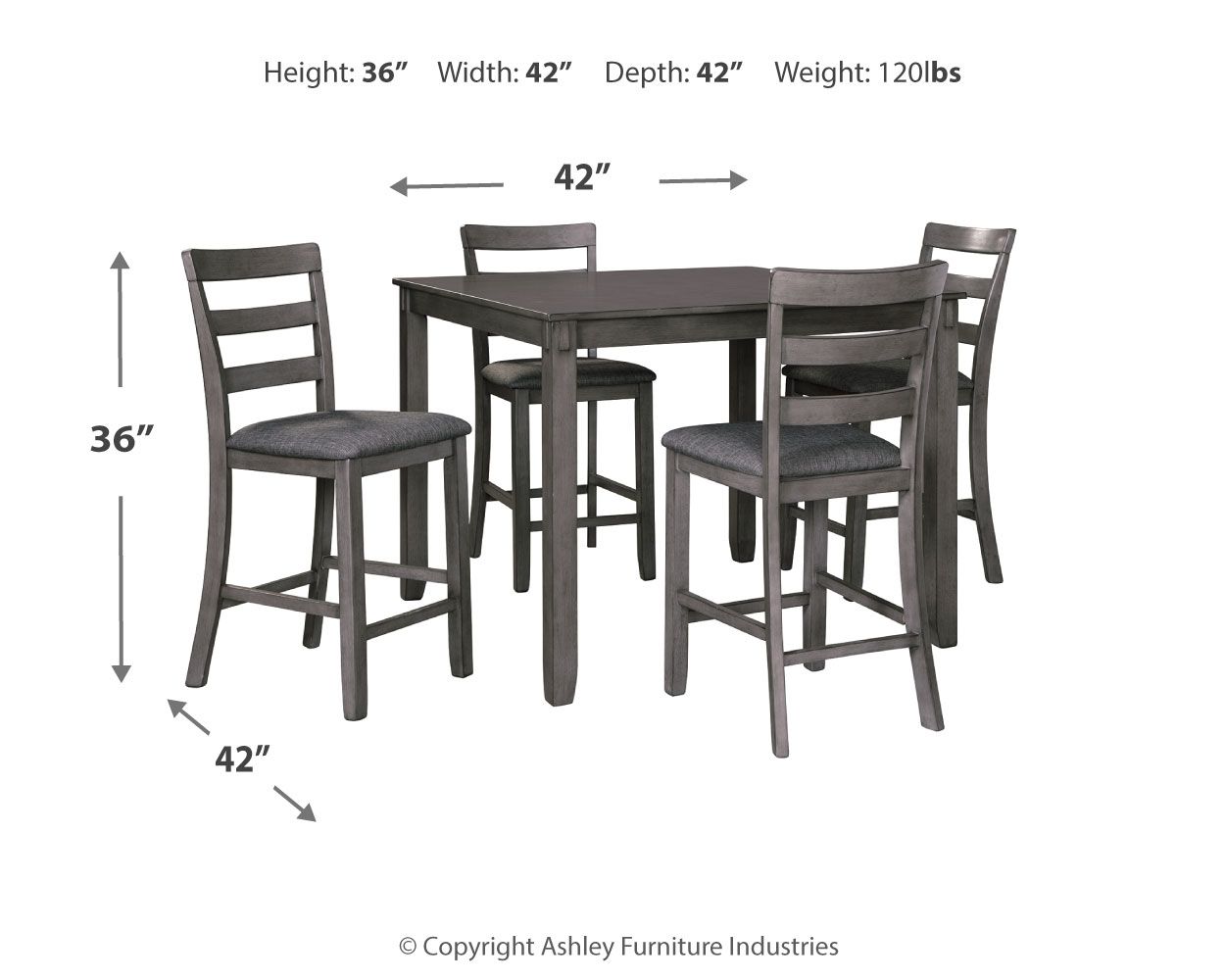 Bridson - Square Counter TBL Set (Set of 5) - Gray