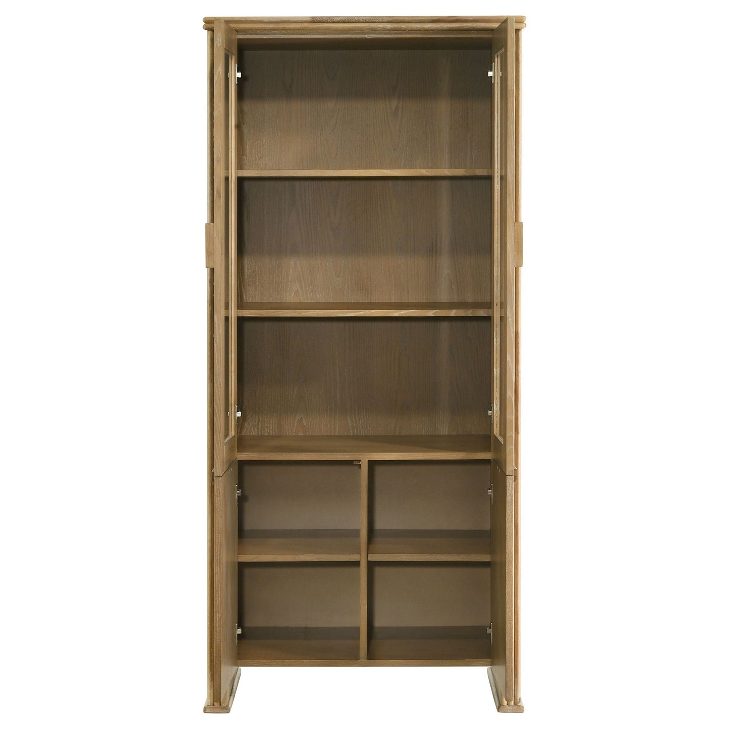 Adina 77-inch Tall Display Cabinet Distressed Light Brown