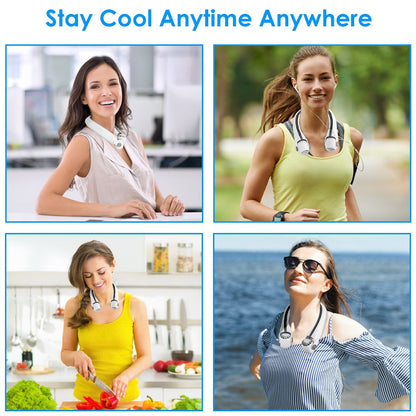 Portable Neck Hanging Fan Hands-free Cooling Personal Fan with 3 Speeds 360¼Air Flow Adjustable Neck Width for Home Office Travel Dormitory
