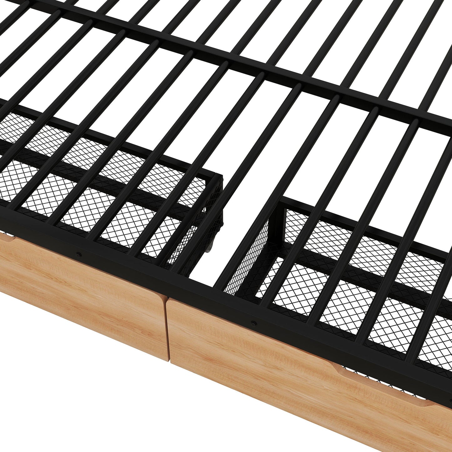 Full Size Convertible Bunk Bed With 2 Drawers Durable - Black
