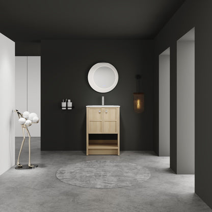Modern Freestanding Bathroom Vanity With Ceramic Sink And Soft Closing Doors