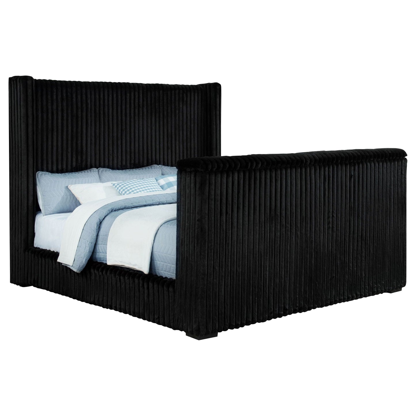 Centergrove Upholstered California King Wingback TV Bed Black